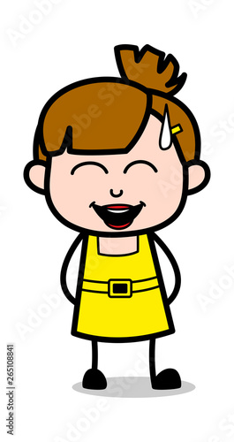 Funny Joke - Cute Girl Cartoon Character Vector Illustration