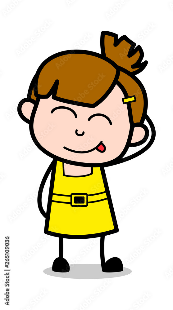 Naughty - Cute Girl Cartoon Character Vector Illustration