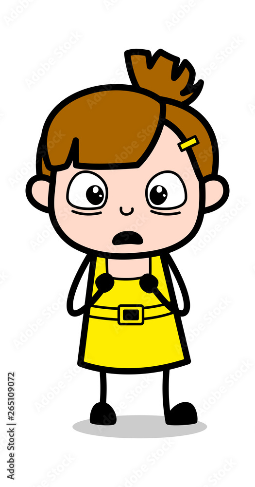 Wondering Kid - Cute Girl Cartoon Character Vector Illustration Wondering Kid - Cute Girl Cartoon Character Vector Illustration