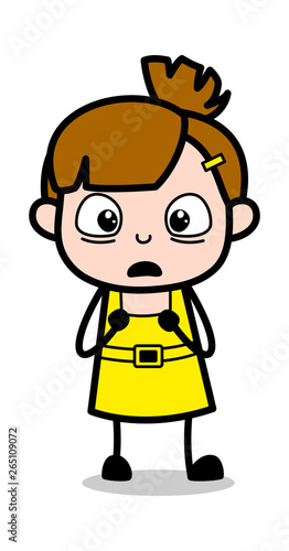 Wondering Kid - Cute Girl Cartoon Character Vector Illustration