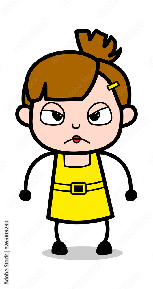 Angry - Cute Girl Cartoon Character Vector Illustration Stock Vector |  Adobe Stock