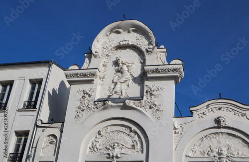 Obraz na plátne Architectural details of the facade of Elysee Montmartre theater