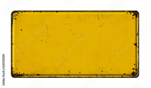 Empty vintage metal sign on a white background photo