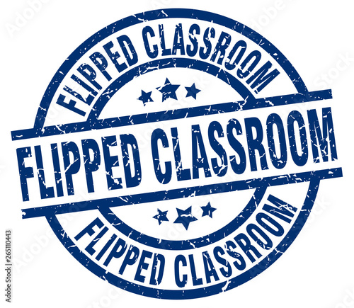 flipped classroom blue round grunge stamp
