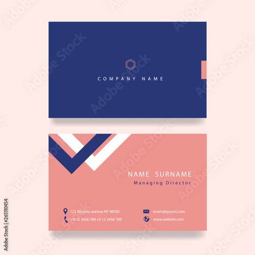 Blue business card simple design template vector