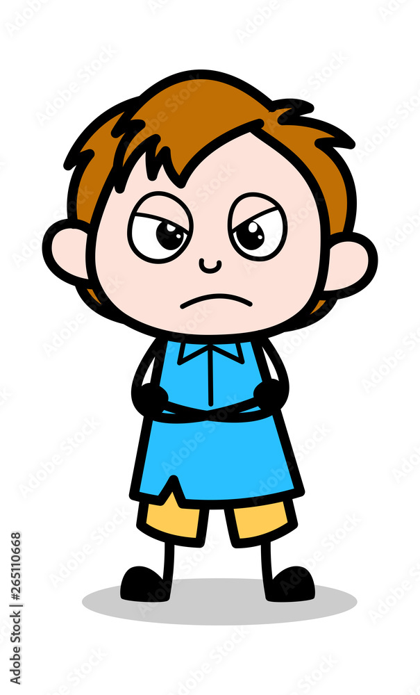 Upset - School Boy Cartoon Character Vector Illustration