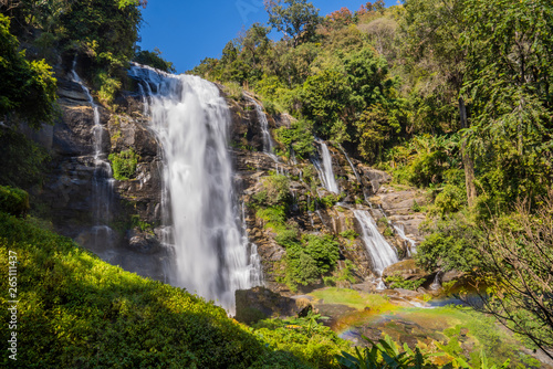 Wachirathan waterfall  Doi Inthanon National Park landscape with rainbow