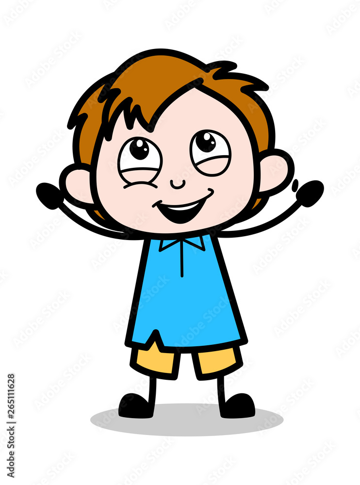 Joyful - School Boy Cartoon Character Vector Illustration Joyful - School Boy Cartoon Character Vector Illustration