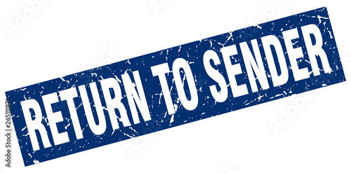 square grunge blue return to sender stamp