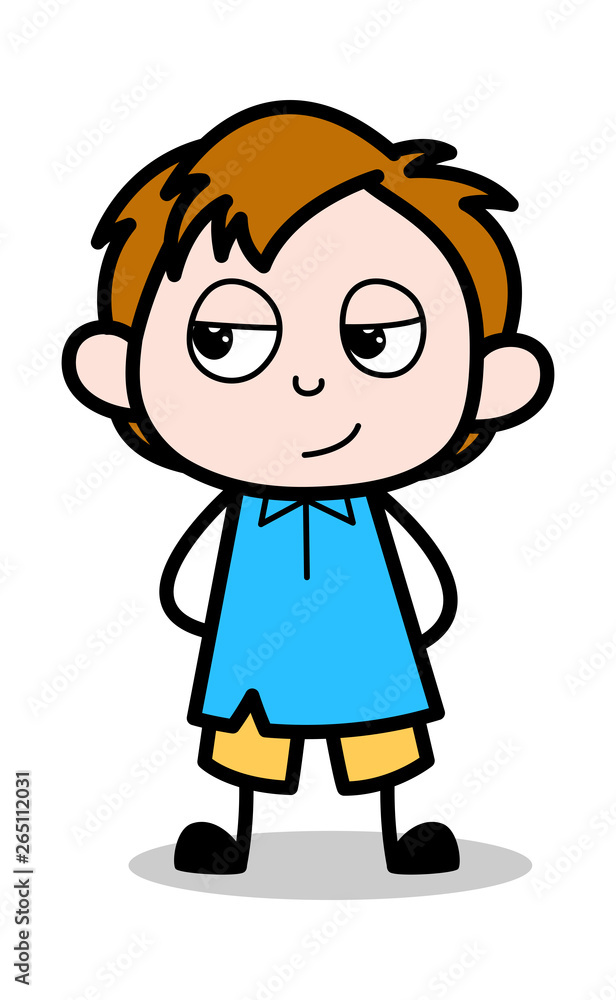 Silent Smile - School Boy Cartoon Character Vector Illustration Silent Smile - School Boy Cartoon Character Vector Illustration