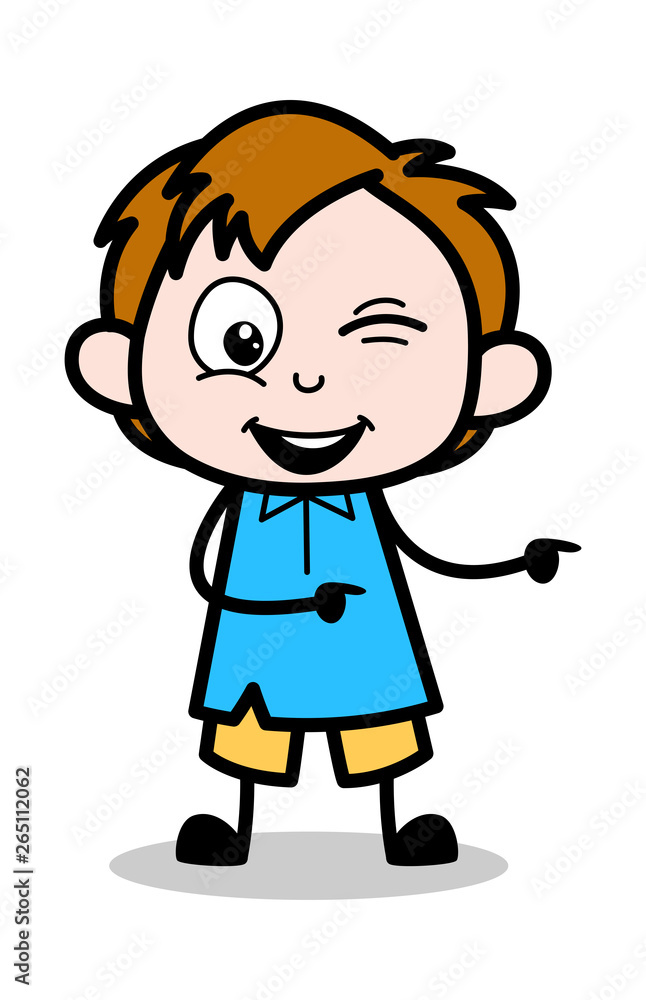 Winking Eye - School Boy Cartoon Character Vector Illustration Winking Eye - School Boy Cartoon Character Vector Illustration