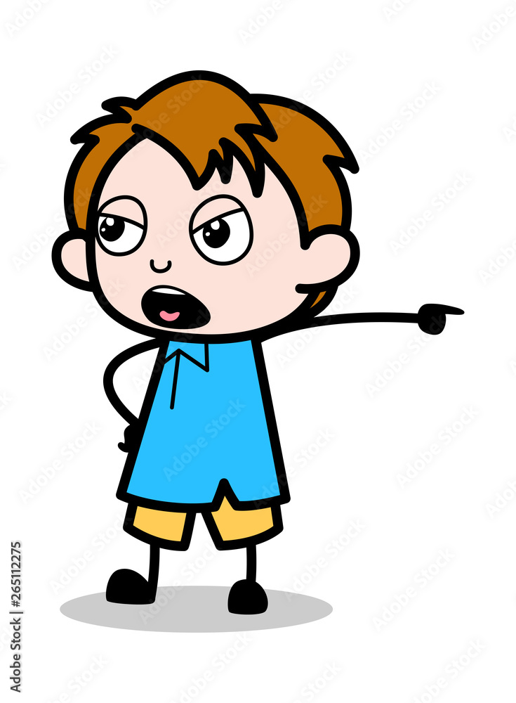 Aggressive - School Boy Cartoon Character Vector Illustration