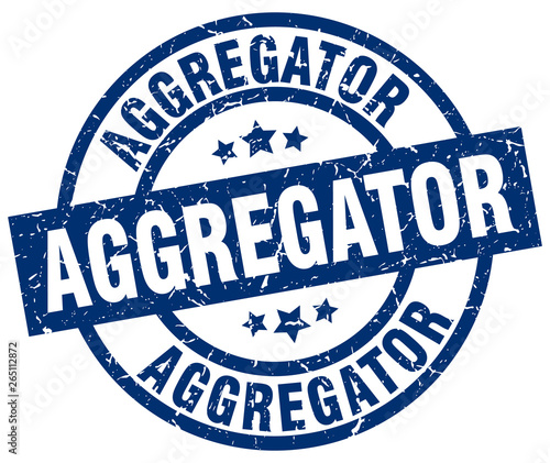aggregator blue round grunge stamp