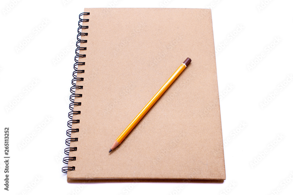 Sketchbook with pencil isolated on white background Sketchbook with pencil isolated on white background