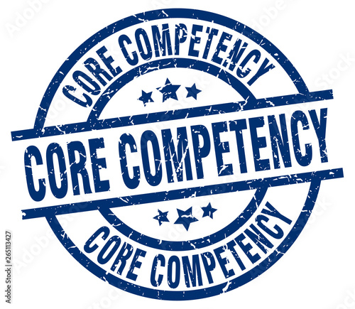 core competency blue round grunge stamp