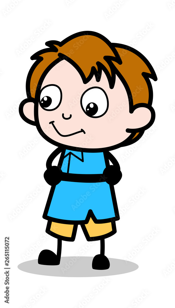 Thinking and Smiling - School Boy Cartoon Character Vector Illustration Thinking and Smiling - School Boy Cartoon Character Vector Illustration