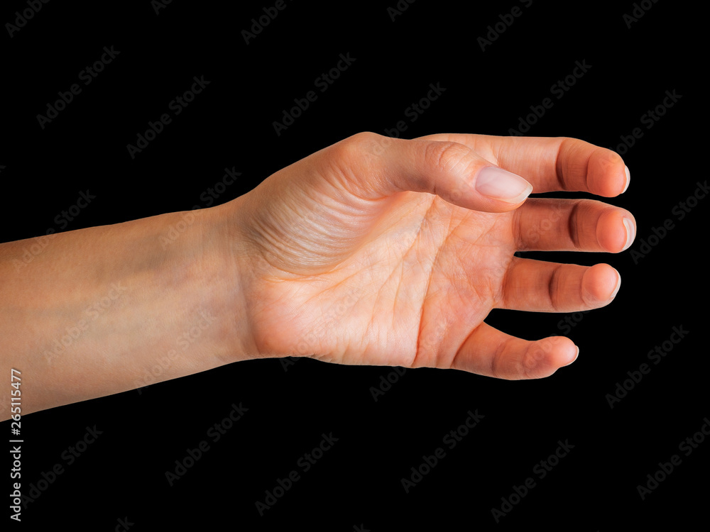 Woman hand holding something like a bottle or glass Woman hand holding something like a bottle or glass