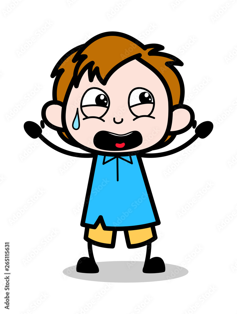 Screaming in Fear - School Boy Cartoon Character Vector Illustration