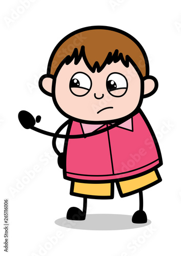 Scolding Bosy Gesture- Teenager Cartoon Fat Boy Vector Illustration
