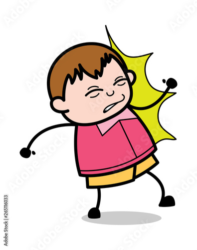 Got Hit By - Teenager Cartoon Fat Boy Vector Illustration