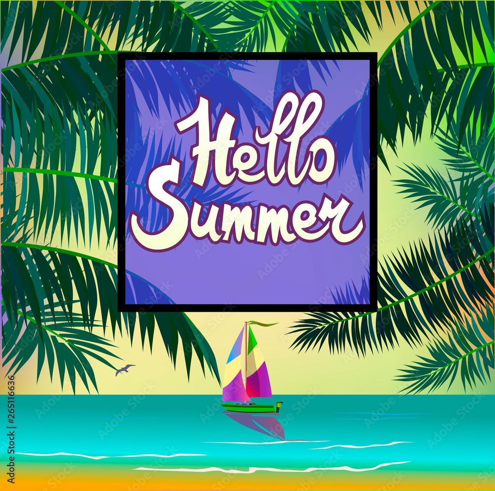 Naklejka premium Vector Banner Summer vacation and travel design