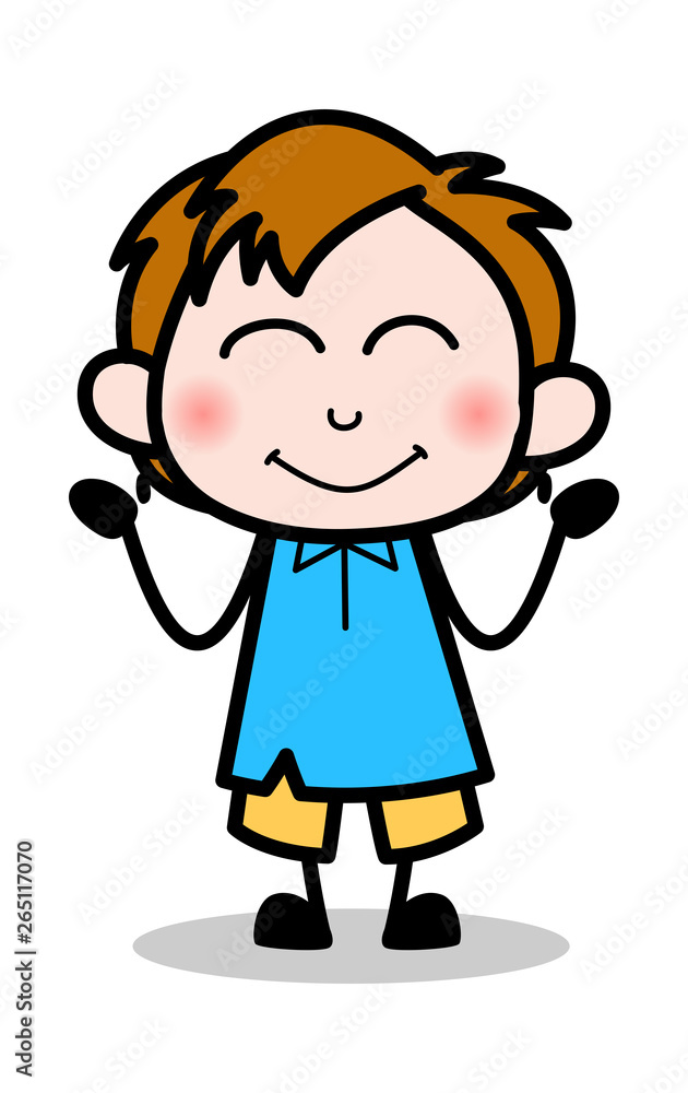 Fototapeta premium Blushing - School Boy Cartoon Character Vector Illustration