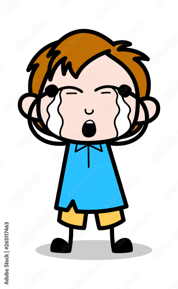 Crying - School Boy Cartoon Character Vector Illustration Crying - School Boy Cartoon Character Vector Illustration