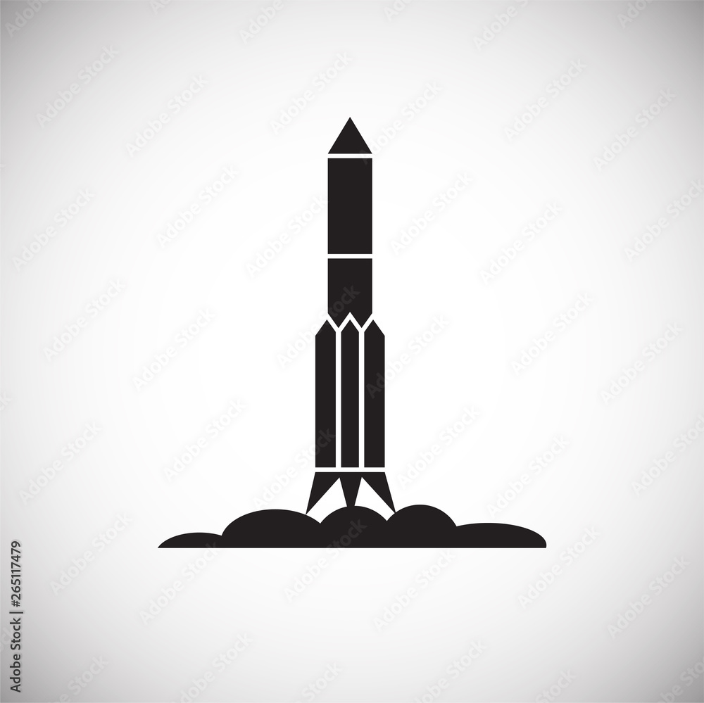 Fototapeta premium Rocket icon on background for graphic and web design. Simple vector sign. Internet concept symbol for website button or mobile app.