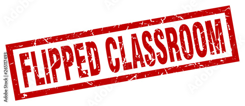 square grunge red flipped classroom stamp