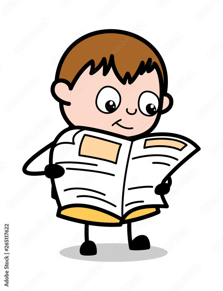 Reading Newspaper - Teenager Cartoon Fat Boy Vector Illustration Reading Newspaper - Teenager Cartoon Fat Boy Vector Illustration