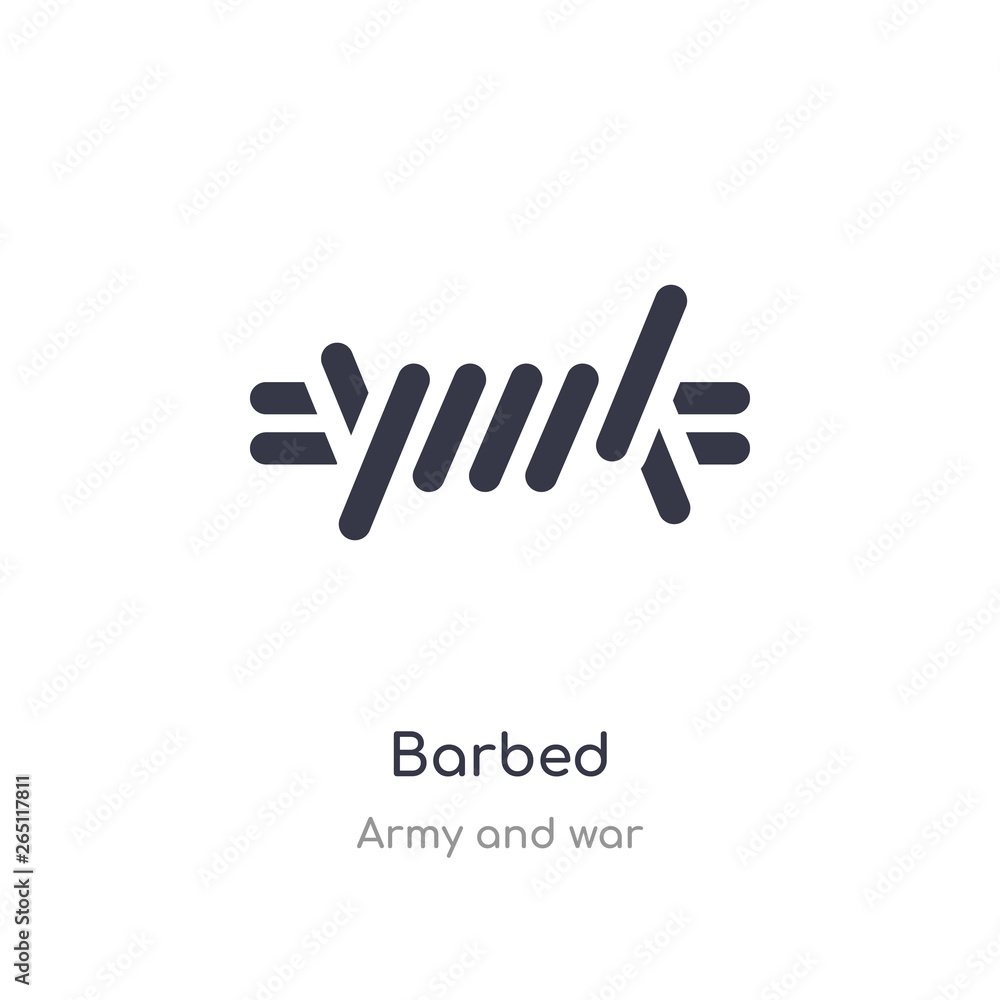 barbed icon. isolated barbed icon vector illustration from army and war collection. editable sing symbol can be use for web site and mobile app barbed icon. isolated barbed icon vector illustration from army and war collection. editable sing symbol can be use for web site and mobile app