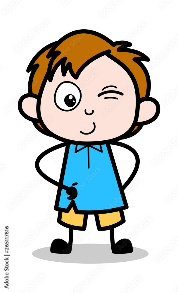 Smiling and Winking Eye - School Boy Cartoon Character Vector Illustration Smiling and Winking Eye - School Boy Cartoon Character Vector Illustration