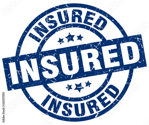 insured blue round grunge stamp