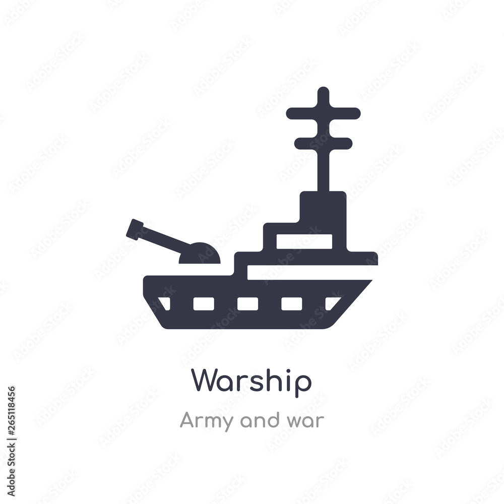 Obraz premium warship icon. isolated warship icon vector illustration from army and war collection. editable sing symbol can be use for web site and mobile app