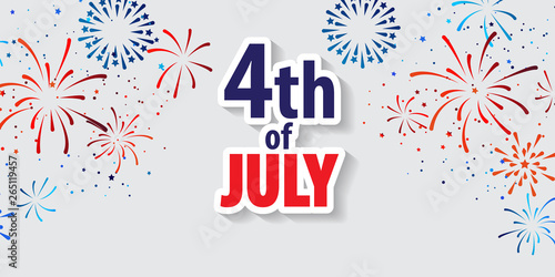 Happy 4th of July holiday banner. USA Independence Day Background