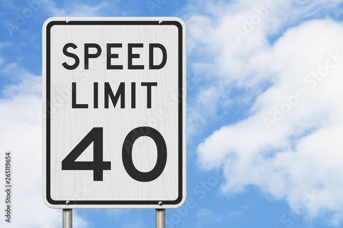 US 40 mph Speed Limit sign