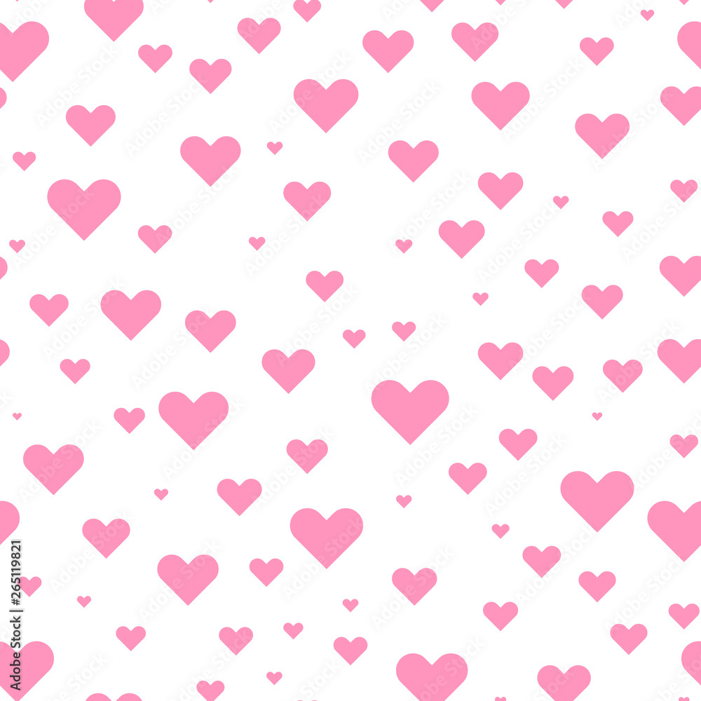 Heart seamless with random size for your background or textile design. Solid color vector illustration.