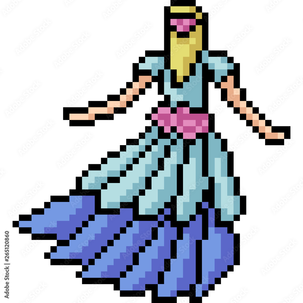 Obraz premium vector pixel art girl dress