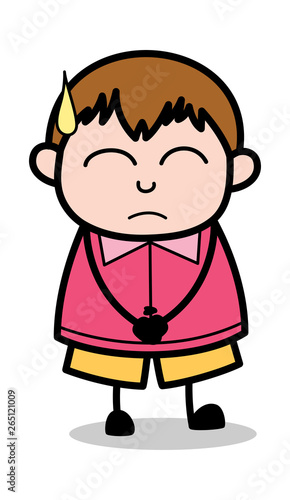 Feeling Very Guilty - Teenager Cartoon Fat Boy Vector Illustration