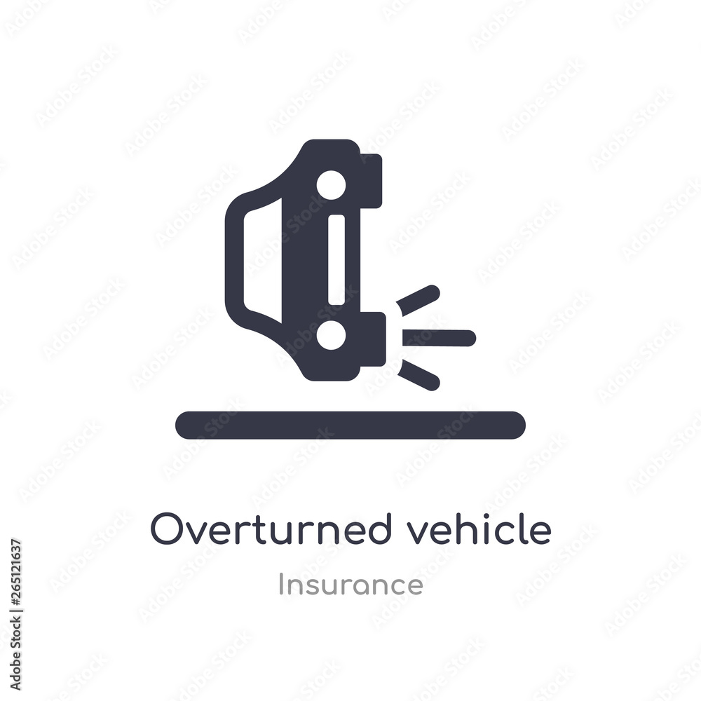 overturned vehicle icon. isolated overturned vehicle icon vector illustration from insurance collection. editable sing symbol can be use for web site and mobile app