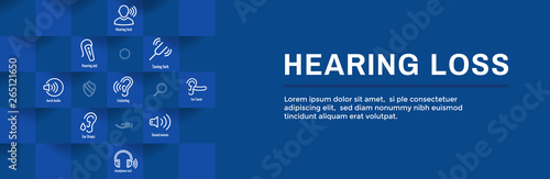 Hearing Aid or loss Web Header Banner w Sound Wave Images Set