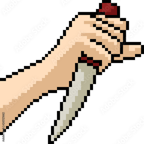 vector pixel art hand knife