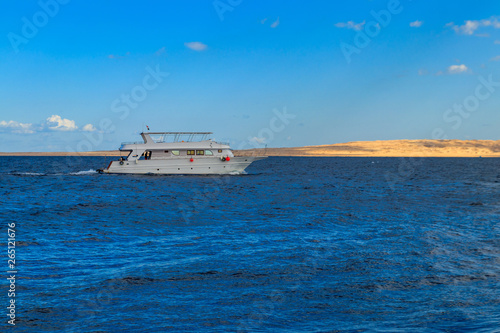 White yacht sailing in Red sea, Egypt © olyasolodenko
