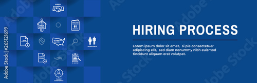 New Employee Hiring Process icon set - Web Header Banner
