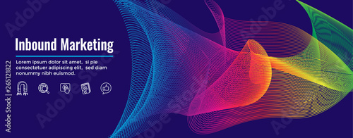 Digital Inbound Marketing Web Banner with Vector Icons with CTA, Growth, SEO, etc