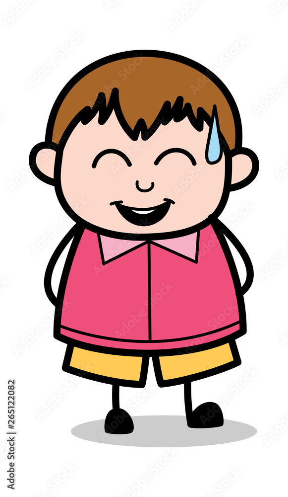Laughing on Funny Joke - Teenager Cartoon Fat Boy Vector Illustration Laughing on Funny Joke - Teenager Cartoon Fat Boy Vector Illustration