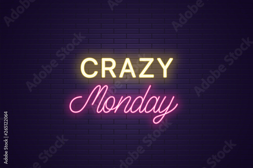 Neon composition of headline Crazy Monday. Text