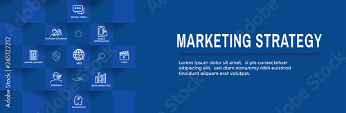 Marketing Strategy Web Header Hero Image Banner with inbound lead generation, chat, & seo ideas