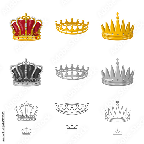 Vector illustration of medieval and nobility symbol. Collection of medieval and monarchy stock symbol for web.