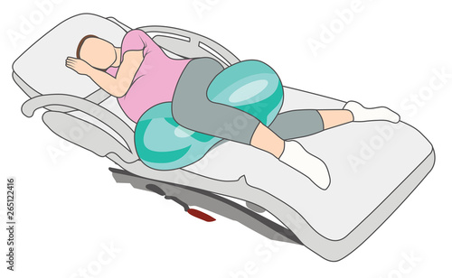 Pregnant woman in Pregnancy labor position with peanut ball